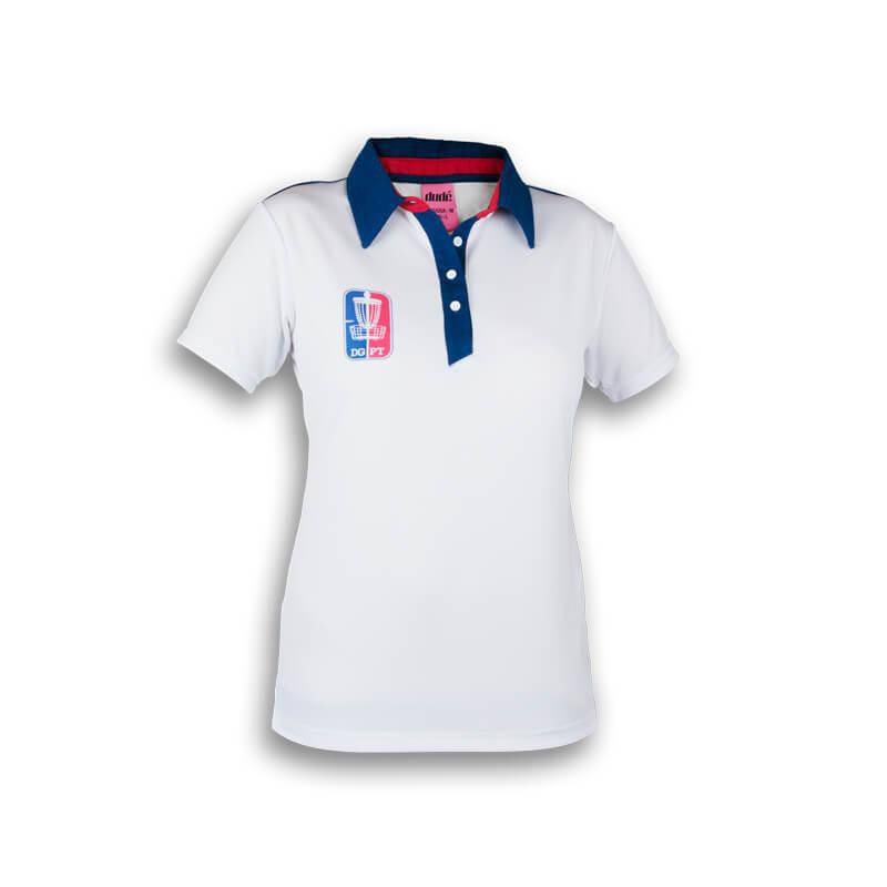 DUDE Ladies Disc Golf Pro Tour Short Sleeve Performance Disc Golf Polo Shirt - Gotta Go Gotta Throw